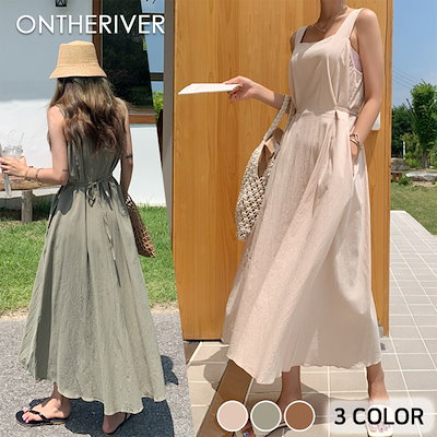 Qoo10 Ontheriver フレアロングワンピース 3 レディース服