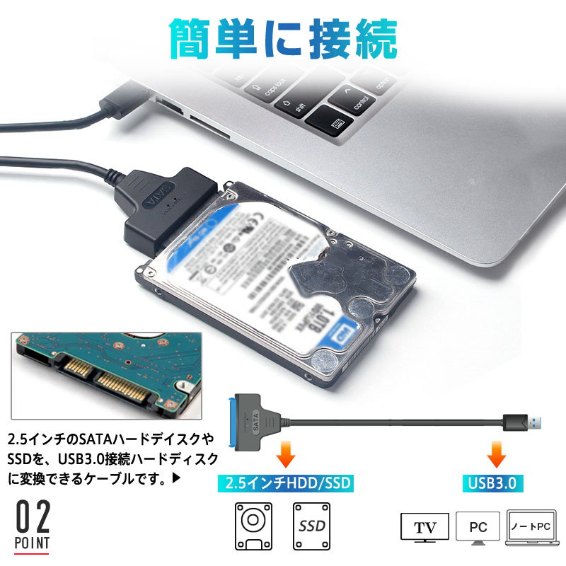 Qoo10] SATA変換ケーブル SATA USB変換アダプター SATA-USB3.0変換 