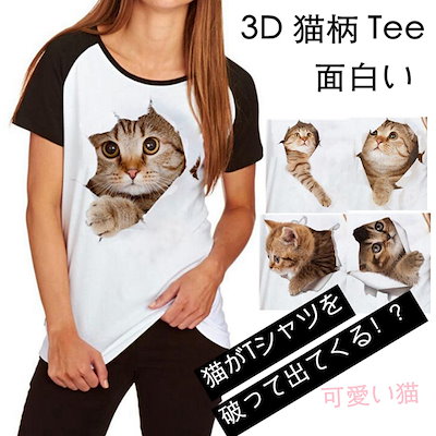 Qoo10 Tシャツ イラスト レディース 3d 猫 レディース服