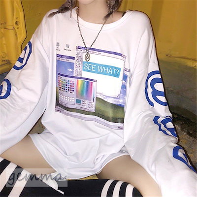 Qoo10 Tシャツ レディース 長袖 原宿系 ゆめ レディース服