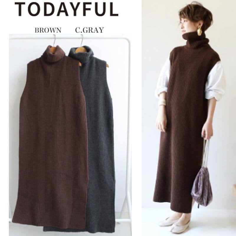 Qoo10 Todayful トゥデイフル Pencil Knit Dress ニットワンピース 18秋冬 ロングワンピ タートルネック ノースリーブ