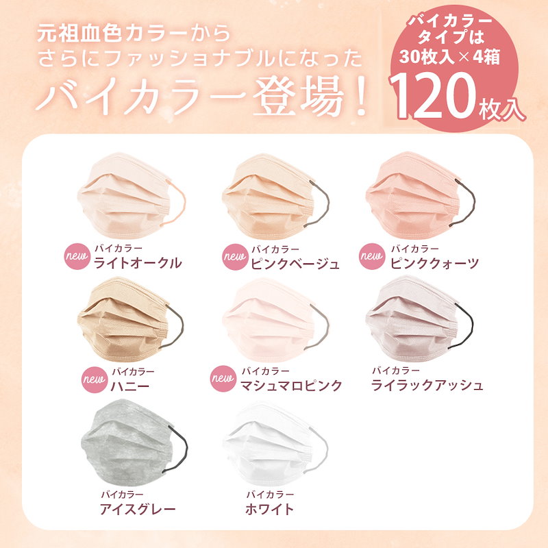 Qoo10] 立体マスク バイカラー 両面カラー 4箱