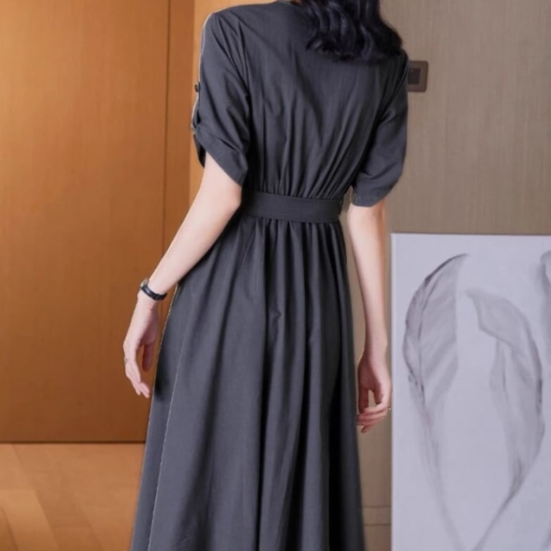 レディース ワンピース ロングスカート ミモレ 半袖 ラウンドネック 襟なし Aライン ベルト ウエストマーク ポケット ハイウエスト 薄手 ベルト付き かわいい 大人可愛い きれいめ シンプル レディース ワンピース ロングスカート ミモレ 半袖 ラウンドネック 襟なし Aライン ベルト ウエストマーク ポケット ハイウエスト 薄手 ベルト付き かわいい 大人可愛い きれいめ シンプル