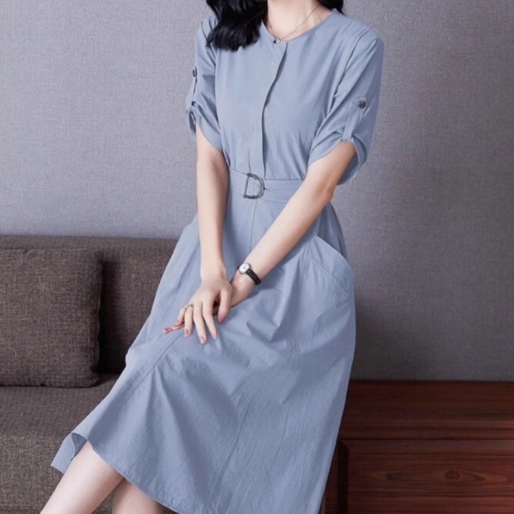 レディース ワンピース ロングスカート ミモレ 半袖 ラウンドネック 襟なし Aライン ベルト ウエストマーク ポケット ハイウエスト 薄手 ベルト付き かわいい 大人可愛い きれいめ シンプル レディース ワンピース ロングスカート ミモレ 半袖 ラウンドネック 襟なし Aライン ベルト ウエストマーク ポケット ハイウエスト 薄手 ベルト付き かわいい 大人可愛い きれいめ シンプル