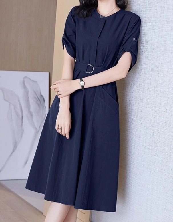 レディース ワンピース ロングスカート ミモレ 半袖 ラウンドネック 襟なし Aライン ベルト ウエストマーク ポケット ハイウエスト 薄手 ベルト付き かわいい 大人可愛い きれいめ シンプル レディース ワンピース ロングスカート ミモレ 半袖 ラウンドネック 襟なし Aライン ベルト ウエストマーク ポケット ハイウエスト 薄手 ベルト付き かわいい 大人可愛い きれいめ シンプル