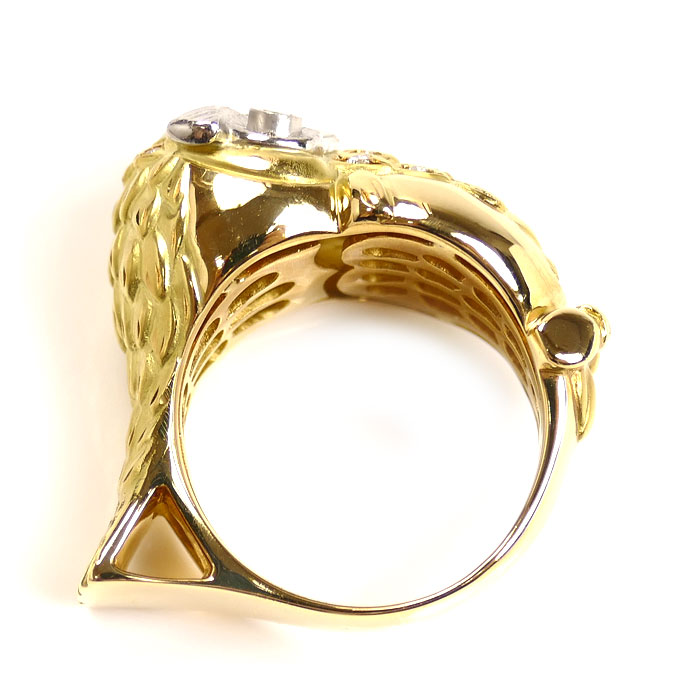 梶光夫 K18YG イエローゴールド Pt900プラチナ ダイヤ エメラルド リング・指輪 ダイヤモンド0.19ct エメラルド0.07ct 14号 14.3g レディース 中古 美品