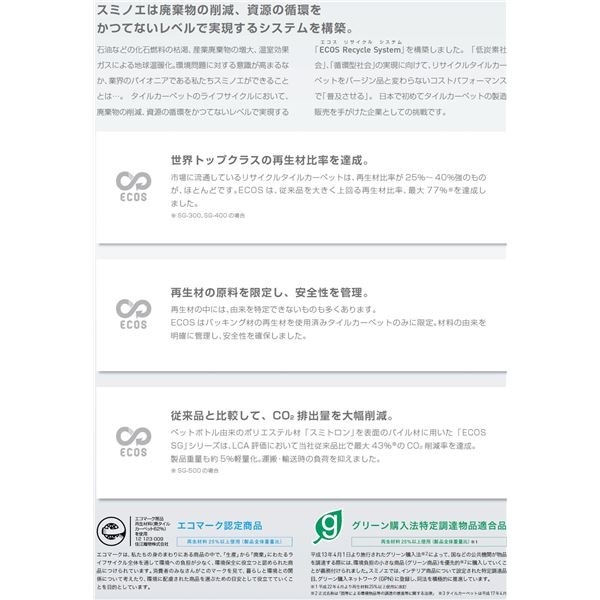 業務用 タイルカーペット ID-8009 50cm50cm 16枚セット 日本製 防炎 制電効果 スミノエ ECOS