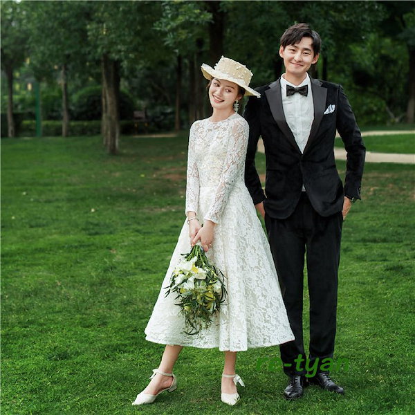 Qoo10] パーティードレス白 長袖花嫁ウェディング