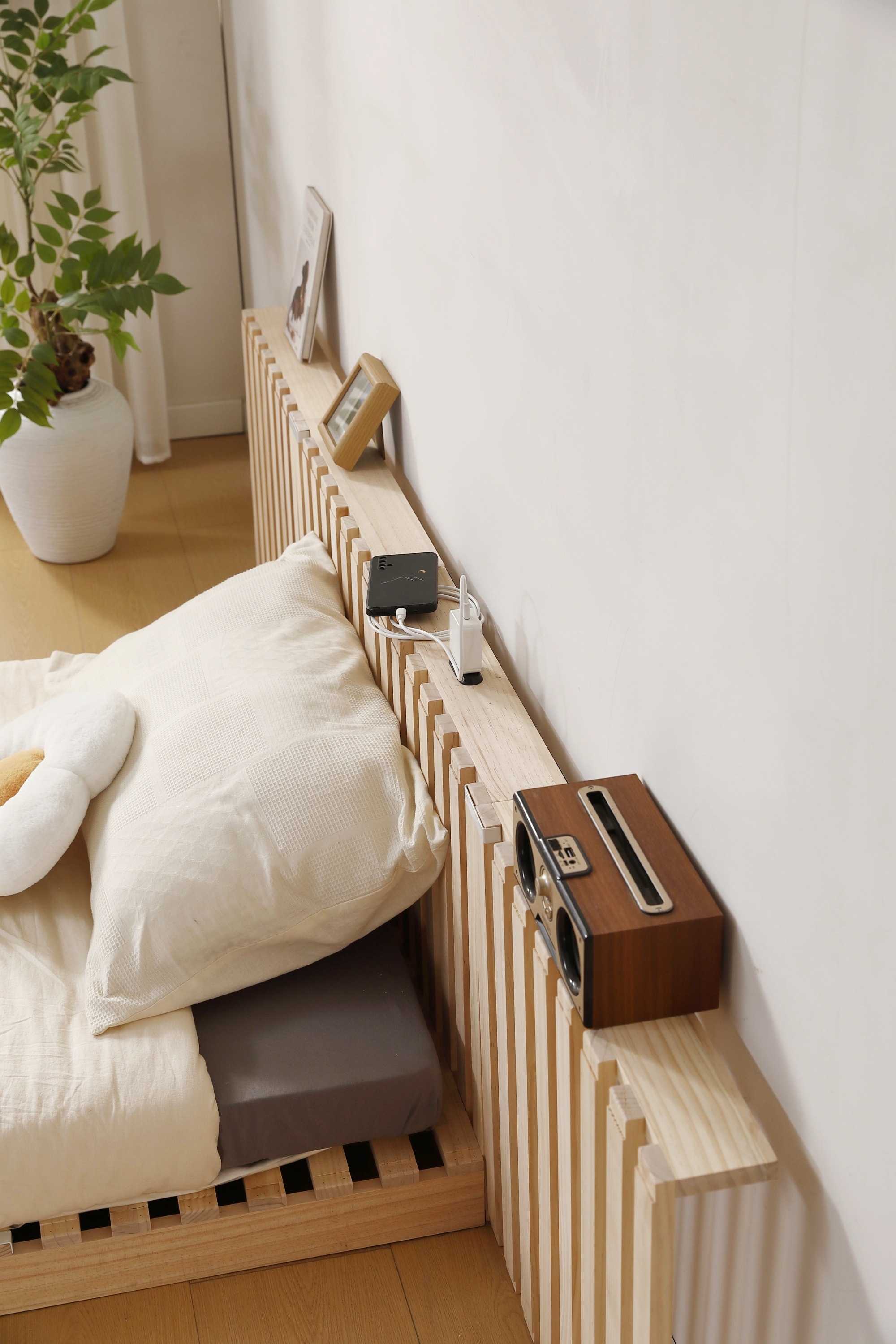 Amazon｜タンスのゲン ベッド ダブル すのこベッド 北欧パイン 3段階高