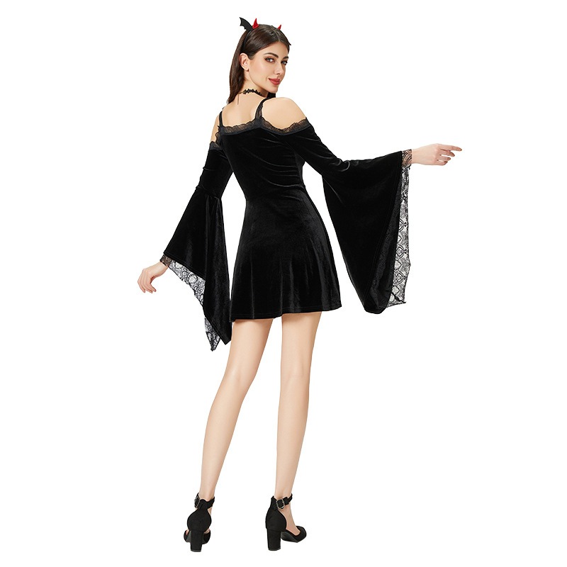 2025ハロウィンコスチュームホットガールセクシーな女性のパンクダークゴシックドレスヨーロッパとアメリカの国境を越えた小さな黒いドレス 2025ハロウィンコスチュームホットガールセクシーな女性のパンクダークゴシックドレスヨーロッパとアメリカの国境を越えた小さな黒いドレス