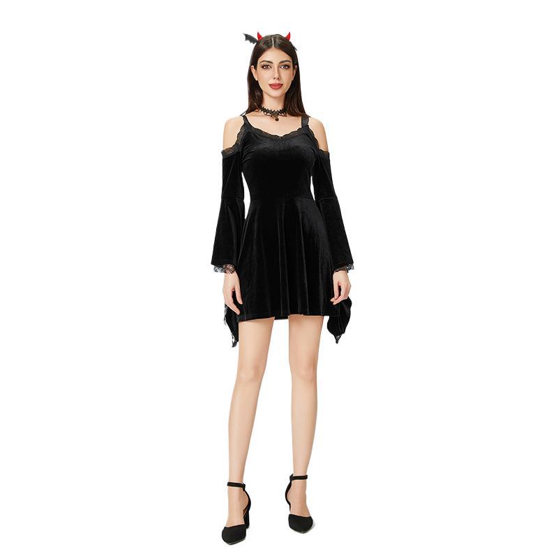 2025ハロウィンコスチュームホットガールセクシーな女性のパンクダークゴシックドレスヨーロッパとアメリカの国境を越えた小さな黒いドレス 2025ハロウィンコスチュームホットガールセクシーな女性のパンクダークゴシックドレスヨーロッパとアメリカの国境を越えた小さな黒いドレス