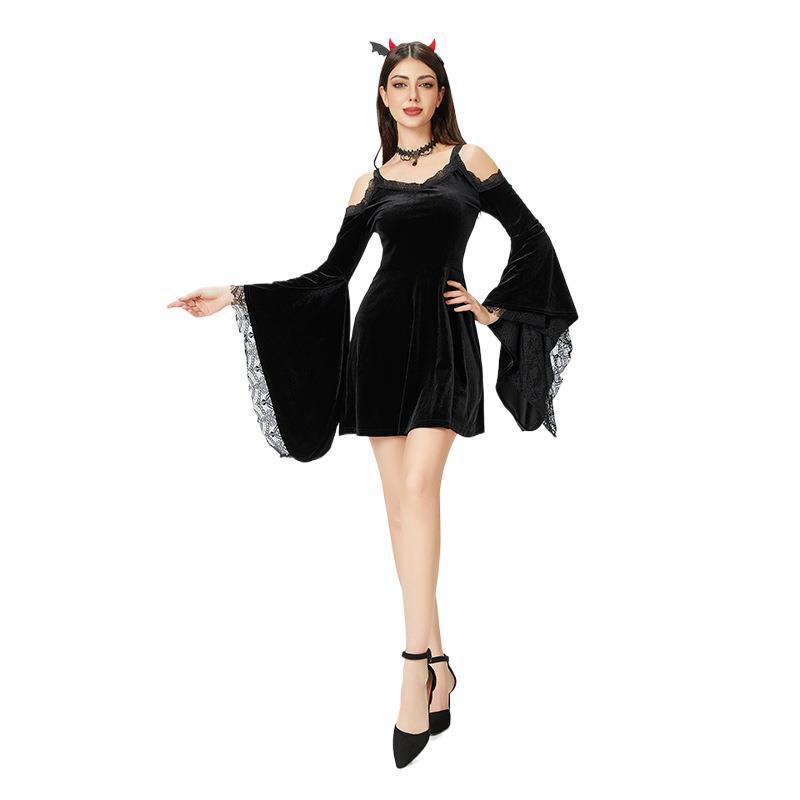 2025ハロウィンコスチュームホットガールセクシーな女性のパンクダークゴシックドレスヨーロッパとアメリカの国境を越えた小さな黒いドレス 2025ハロウィンコスチュームホットガールセクシーな女性のパンクダークゴシックドレスヨーロッパとアメリカの国境を越えた小さな黒いドレス