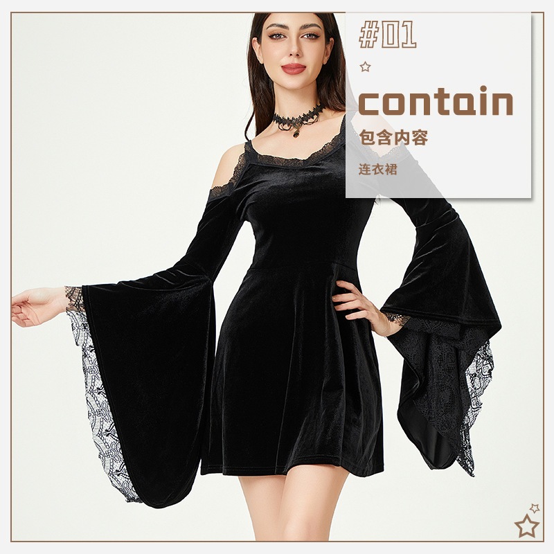 2025ハロウィンコスチュームホットガールセクシーな女性のパンクダークゴシックドレスヨーロッパとアメリカの国境を越えた小さな黒いドレス 2025ハロウィンコスチュームホットガールセクシーな女性のパンクダークゴシックドレスヨーロッパとアメリカの国境を越えた小さな黒いドレス