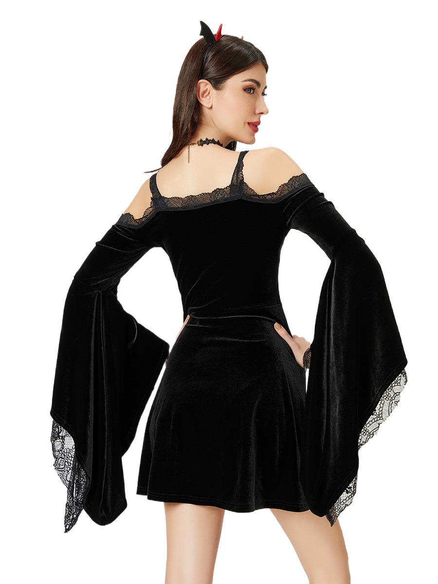 2025ハロウィンコスチュームホットガールセクシーな女性のパンクダークゴシックドレスヨーロッパとアメリカの国境を越えた小さな黒いドレス 2025ハロウィンコスチュームホットガールセクシーな女性のパンクダークゴシックドレスヨーロッパとアメリカの国境を越えた小さな黒いドレス