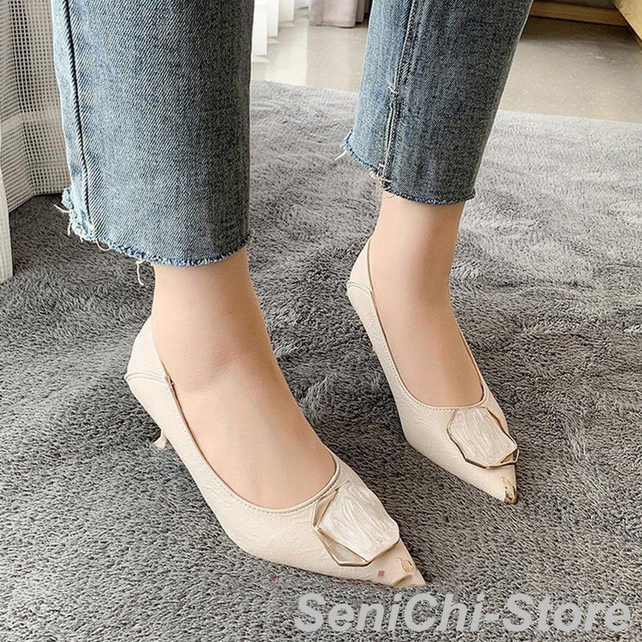 【今月限りのアクティビティ】【出荷が迅速である】パンプス ポインテッドトゥ金属飾り 美脚 クーポンを受け取る送料無料