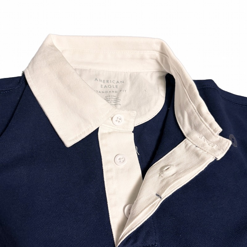 メンズ スタンダードフィット 半袖 ラグビー ポロシャツ ネイビー メンズ スタンダードフィット 半袖 ラグビー ポロシャツ ネイビー