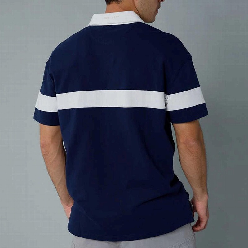 メンズ スタンダードフィット 半袖 ラグビー ポロシャツ ネイビー メンズ スタンダードフィット 半袖 ラグビー ポロシャツ ネイビー