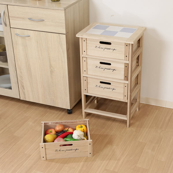 一点限り！ヴィンテージ☆バレンシア 4段チェスト 棚 タイル家具