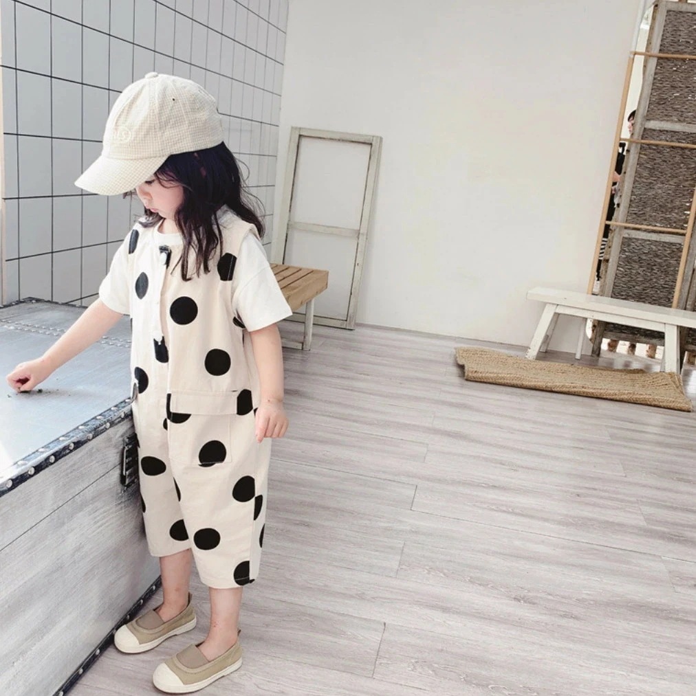 オーバーオール 水玉オーバーオール カバーオール 韓国子供服 繋ぎ 子供服 ドット柄 女子 男子 キッズ ベビー サロペット オールインワン パンツ 80cm 90cm 100cm 110cm 120