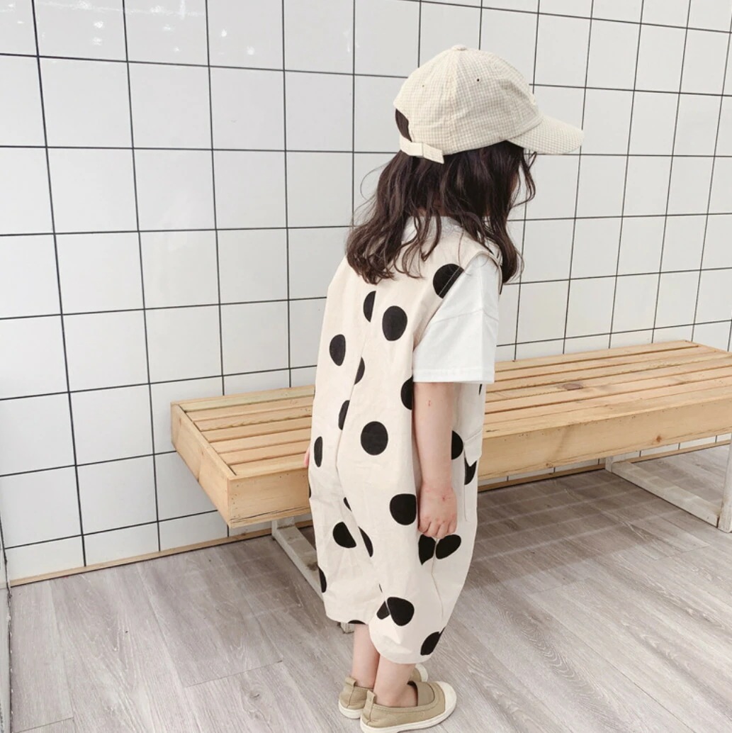 オーバーオール 水玉オーバーオール カバーオール 韓国子供服 繋ぎ 子供服 ドット柄 女子 男子 キッズ ベビー サロペット オールインワン パンツ 80cm 90cm 100cm 110cm 120