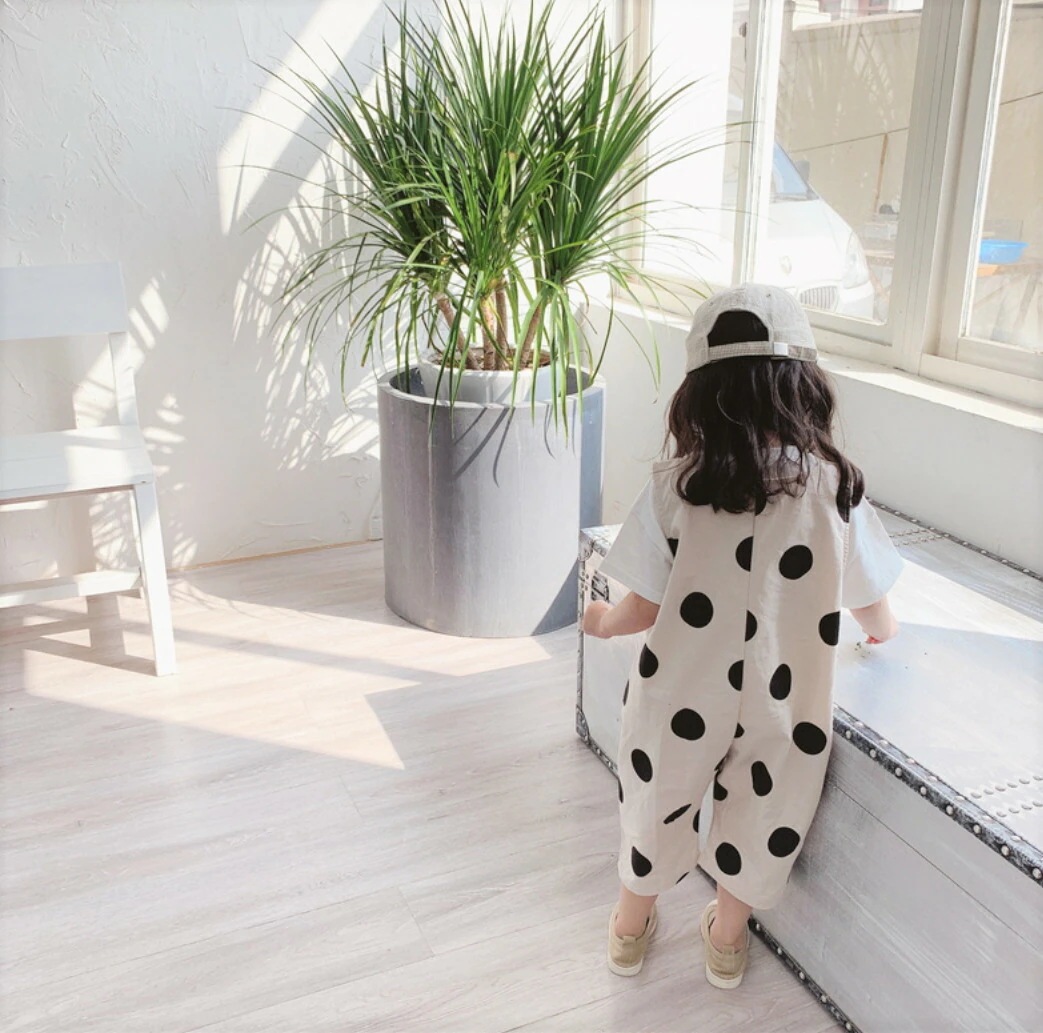 オーバーオール 水玉オーバーオール カバーオール 韓国子供服 繋ぎ 子供服 ドット柄 女子 男子 キッズ ベビー サロペット オールインワン パンツ 80cm 90cm 100cm 110cm 120