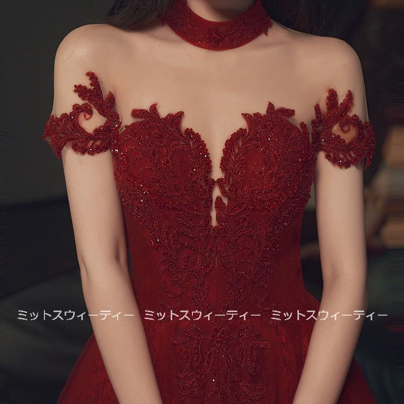 パーティードレス ロングドレス カラードレス 赤 レッド フォーマルドレス 結婚式 二次会 Aライン