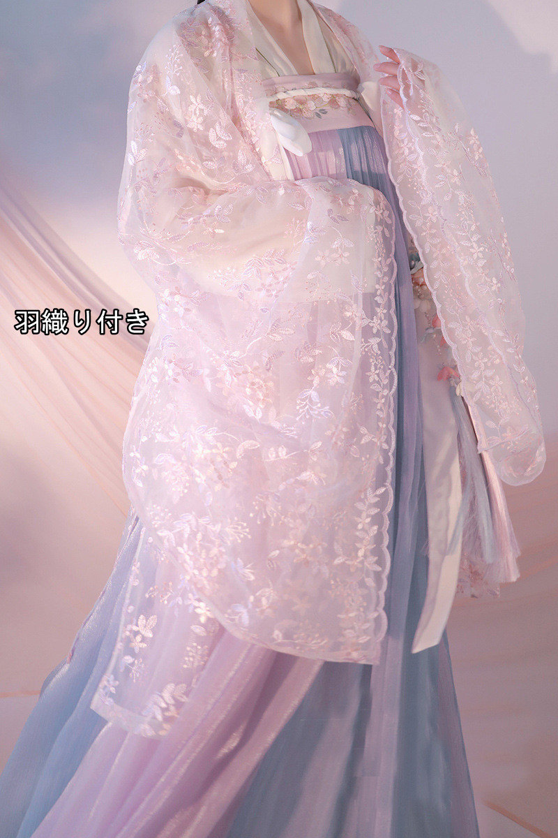 3点セット　ピンク+パープル　ドレス　唐装漢服 漢服仙女 中国古風　中華服　チャイナ服　チャイナドレス　ワンピース　コスチューム　中国古代衣装　女性　ロングドレス　おしゃれ　ステージ　撮影　舞台衣装