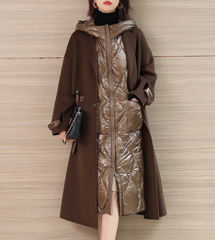 レディース ライナー コート アウター ダウンジャケット ベスト ロング丈 チェスターコート フード付き ボア インスタ映え 可愛い かわいい 韓国 かっこいい カジュアル 大人 上品 lout066