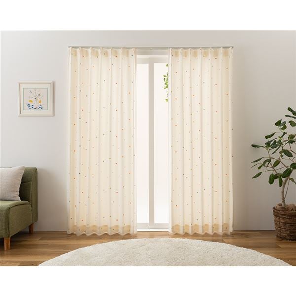 遮光カーテン 幅100cm×丈140cm リーフ柄 2枚 洗える 日本製 アジャスターフック タッセル付き 3級 遮光 カーテン プランシェ GN(代引不可) 形状記憶遮熱保温・遮音・遮光カーテン(リーフ) - インテリアの通販