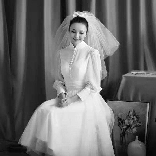 ミニドレス ミモレ丈ドレス ウェディグドレス 二次会 花嫁 パーティドレス 結婚式 白 ワンピース 演奏会 大きいサイズ ドレス おしゃれ 発表会 袖あり 前撮り