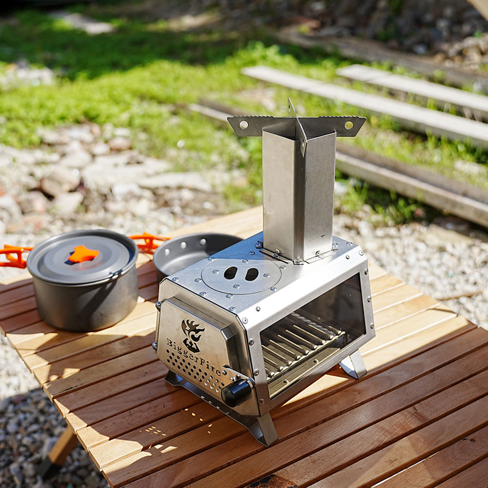超人気,大特価 ミニ 薪ストーブ ステンレス鋼 シルバー 小型 ストーブ キャンプ ガラス 窓 薪 テントストーブ 収納ケース付 軽量 コンパクト キャンプストーブ 焚き火 調理 アウトドア 料理 持