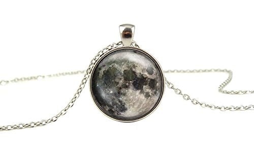 フルムーンネックレス、スペースギャラクシームーンペンダントジュエリー、シルバー フルムーンネックレス、スペースギャラクシームーンペンダントジュエリー、シルバー