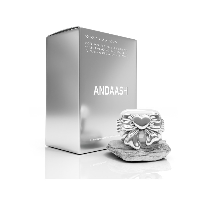 Andaash] Airpods BOW 01 SILVER エアポットケース イヤホンケース