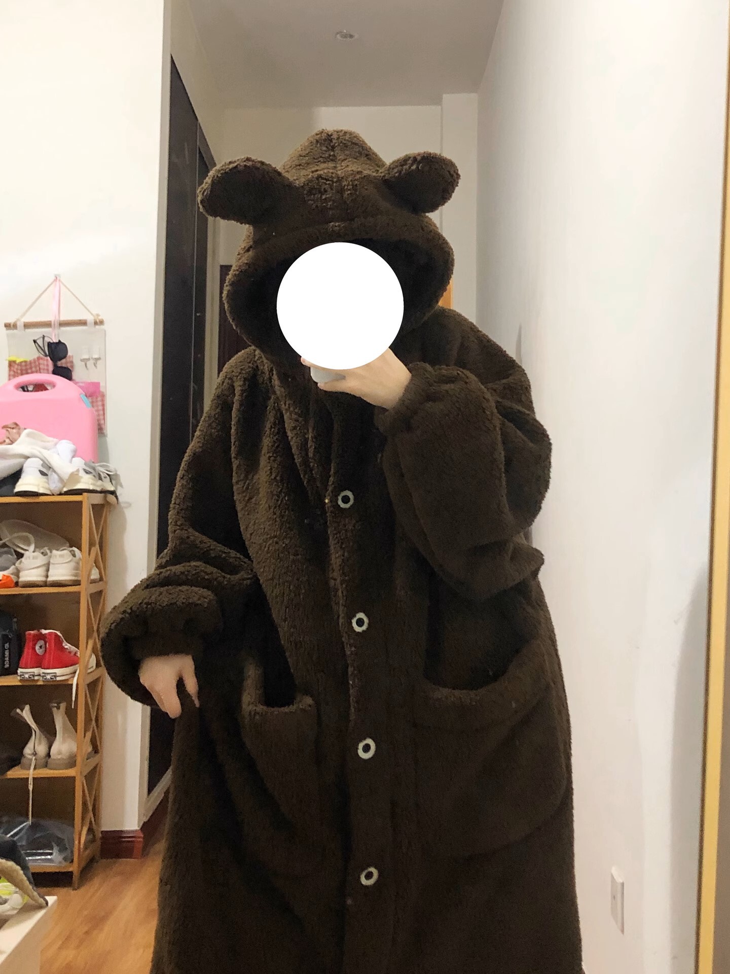 ルームウェア レディース パジャマ 寝巻 ガウン 着ぐるみ フード 前開き クマ耳 アニマル もこもこ あったか 防寒 パーティー インスタ映え ギャル おうち時間 リラックス 休息 楽ちん かわいい