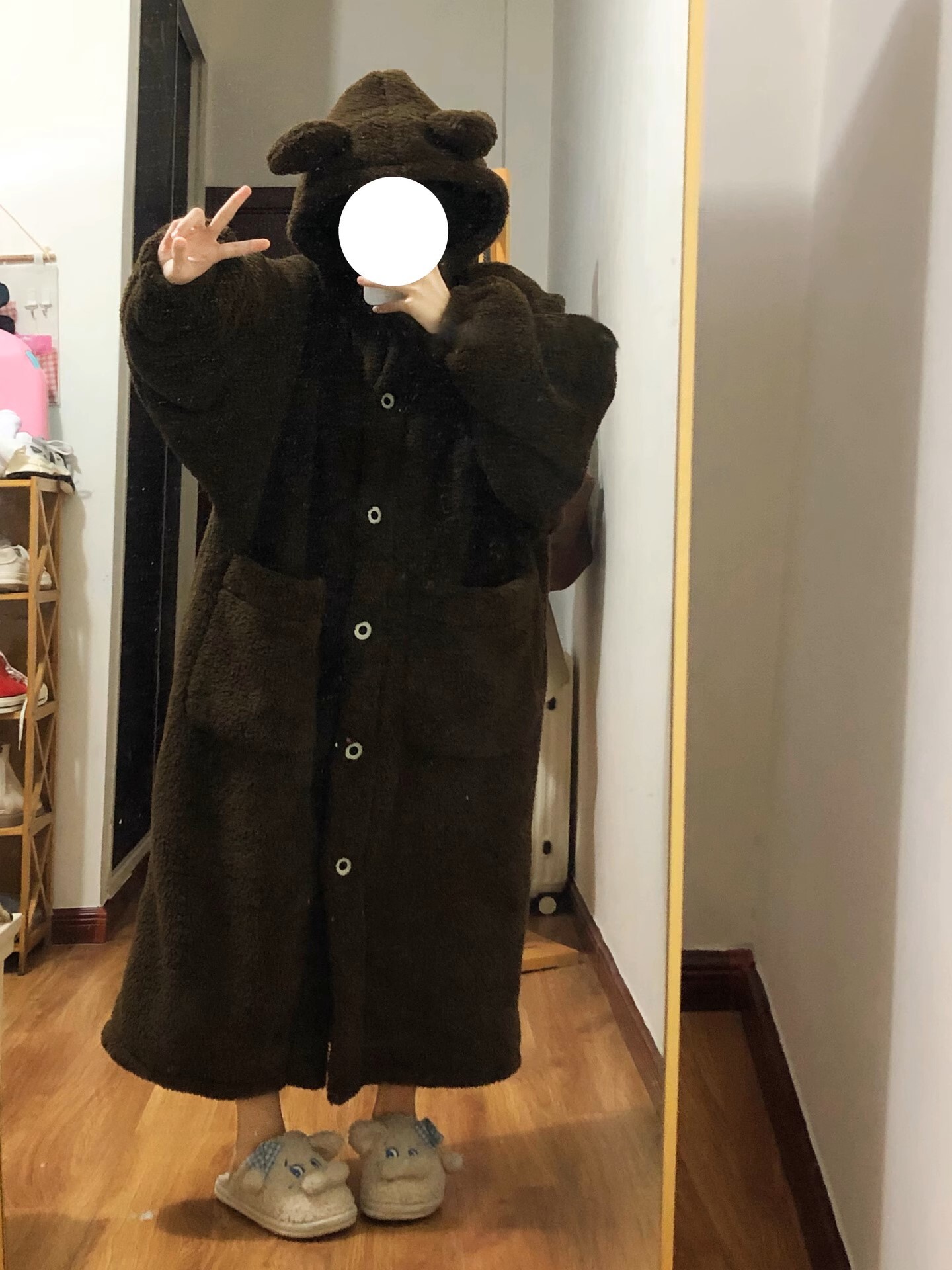 ルームウェア レディース パジャマ 寝巻 ガウン 着ぐるみ フード 前開き クマ耳 アニマル もこもこ あったか 防寒 パーティー インスタ映え ギャル おうち時間 リラックス 休息 楽ちん かわいい