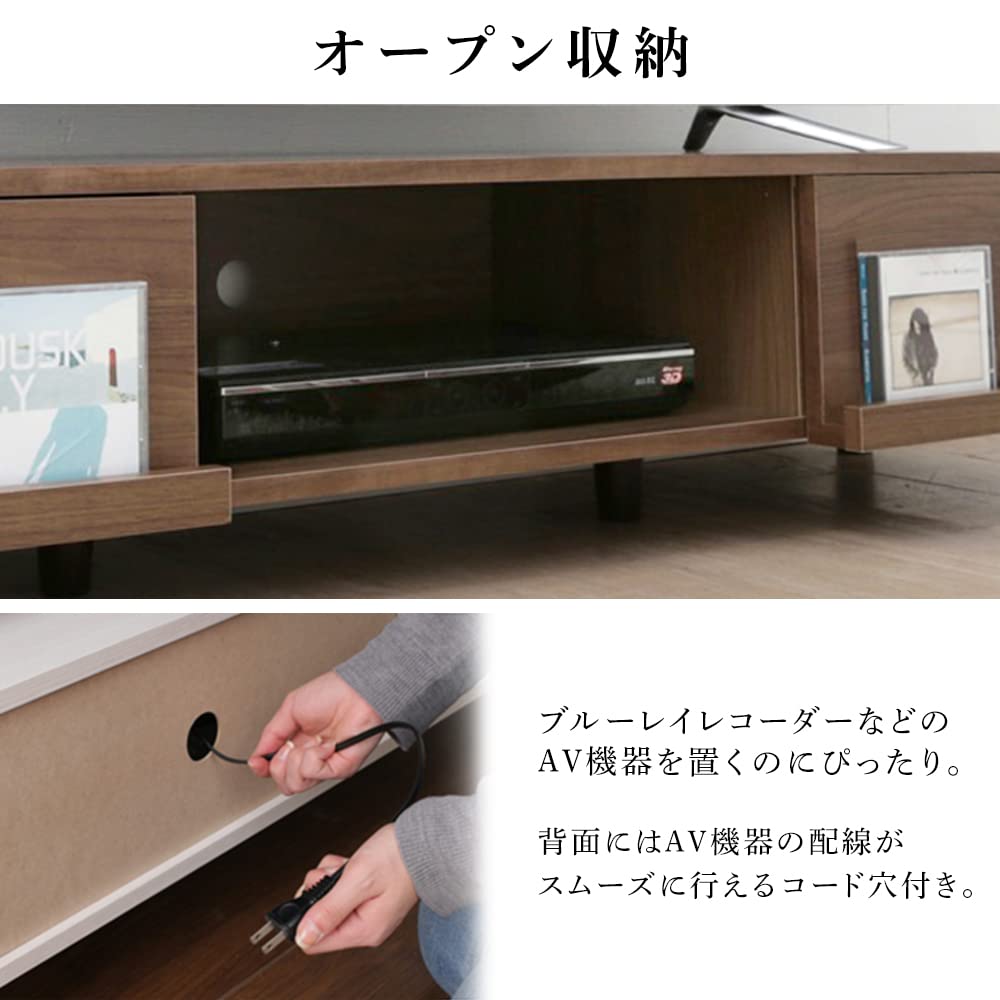 【32-65V型推奨】 テレビ台 ローボード オフホワイト 幅150×奥行約42×高さ約30cm BAB-150A