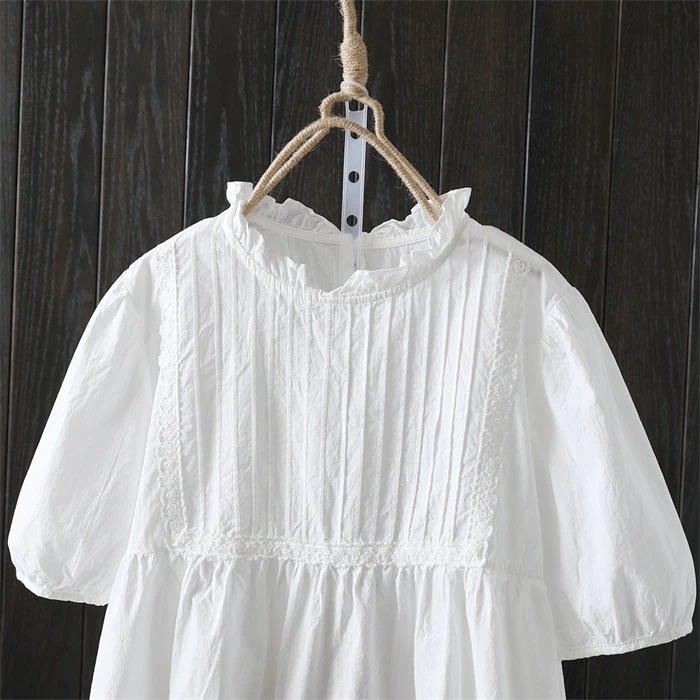 【20点セット】ブラウス フリル襟ブラウス 綿 レディース 半袖 プルオーバー チュニック トップス 夏 コットン ブラウス 大きいサイズ シンプル ナチュラル 爽やか 柔らか ゆったり 肌に優しい