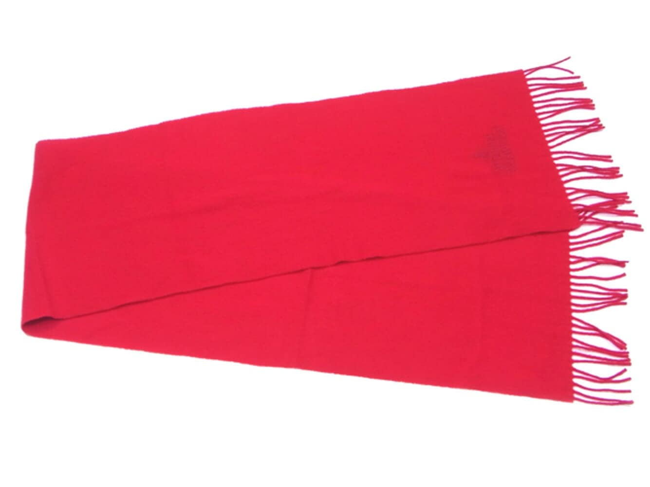 赤色 ロゴ刺繍 マフラー フリンジ付き 【公式通販】