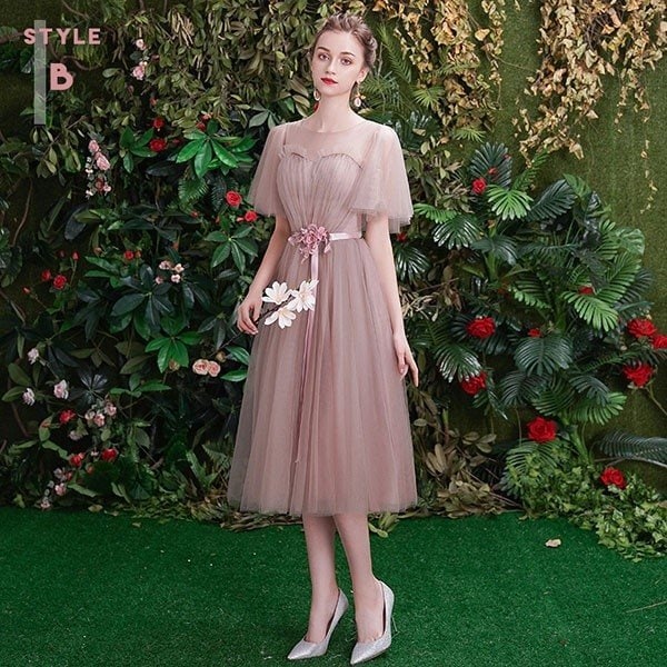 ブライズメイド ドレス ミモレ丈 二次会 小さいサイズ 大きいサイズ