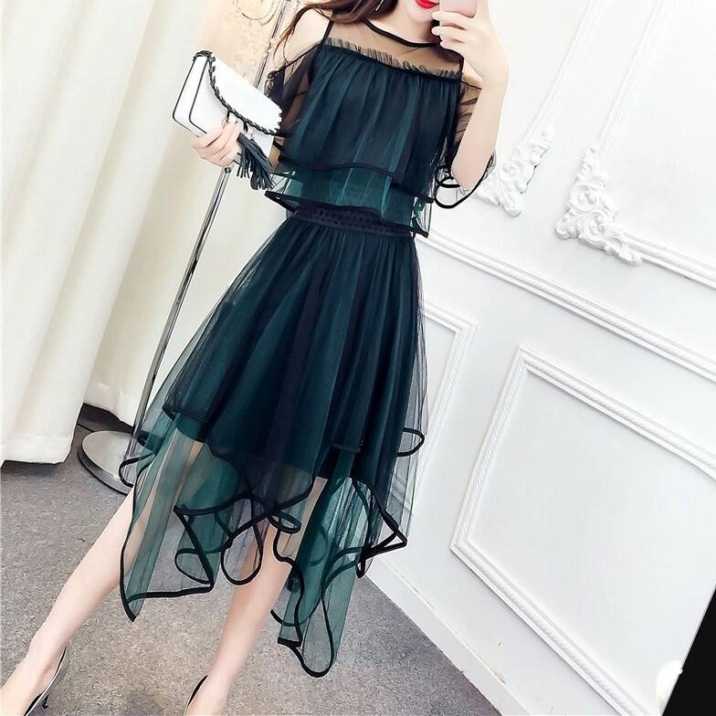 すべての4色のパーティードレスワンピースチュールメッシュ長い非対称の肩はきれいな無地の色のパーティー すべての4色のパーティードレスワンピースチュールメッシュ長い非対称の肩はきれいな無地の色のパーティー