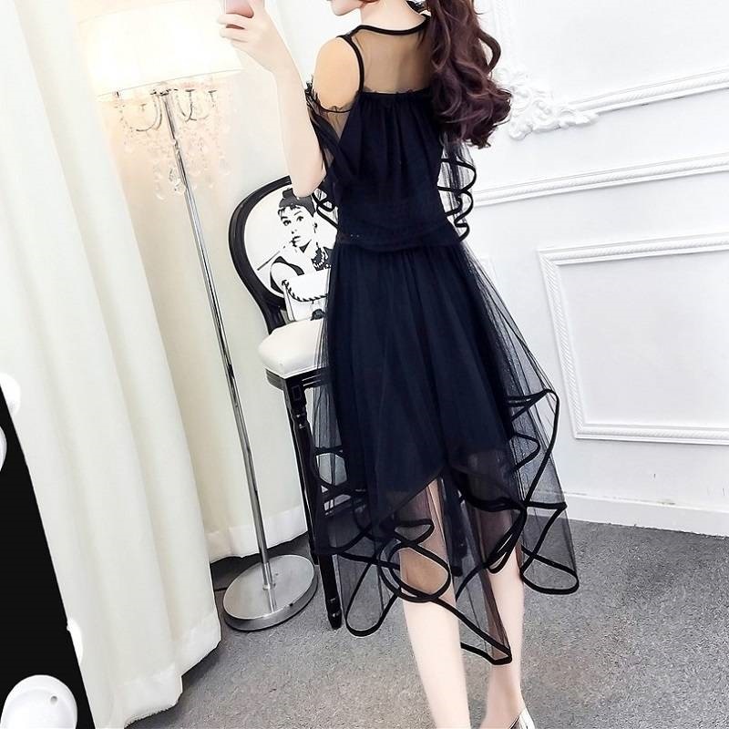 すべての4色のパーティードレスワンピースチュールメッシュ長い非対称の肩はきれいな無地の色のパーティー すべての4色のパーティードレスワンピースチュールメッシュ長い非対称の肩はきれいな無地の色のパーティー