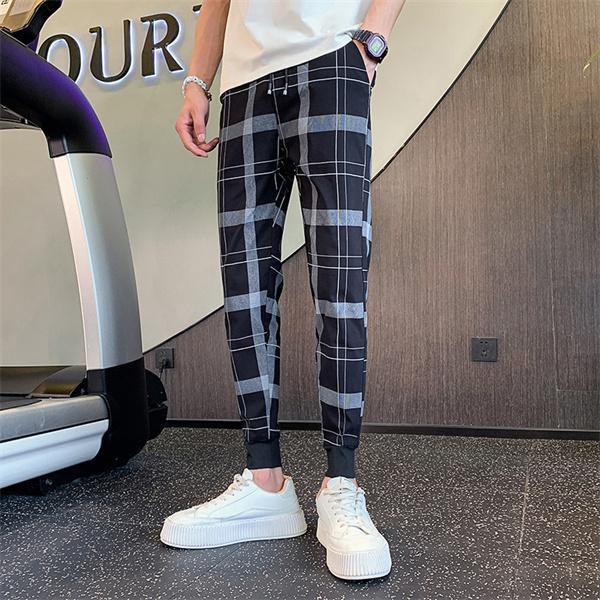 チェックパンツ メンズ テーパード スキニーパンツ イージーパンツ トラウザーズパンツ チェック柄 ゆるめ カジュアル 春夏秋 オシャレ
