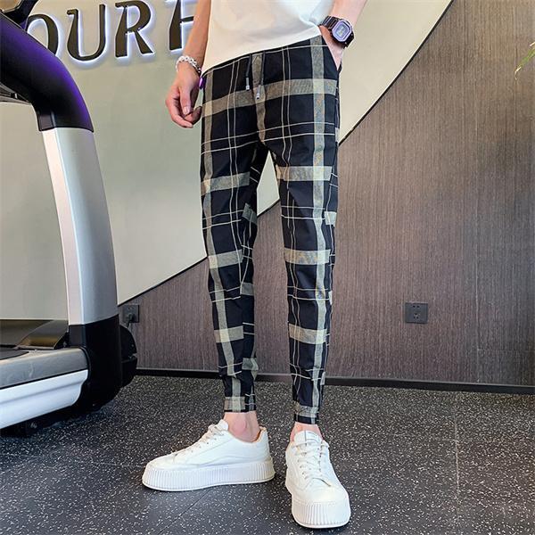 チェックパンツ メンズ テーパード スキニーパンツ イージーパンツ トラウザーズパンツ チェック柄 ゆるめ カジュアル 春夏秋 オシャレ