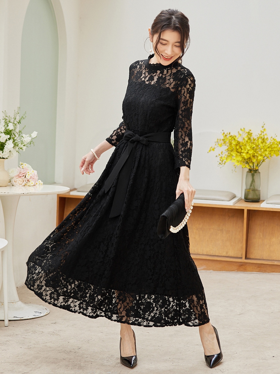 ロングワンピース パーティードレス 結婚式 Vネック お呼ばれ マキシ丈