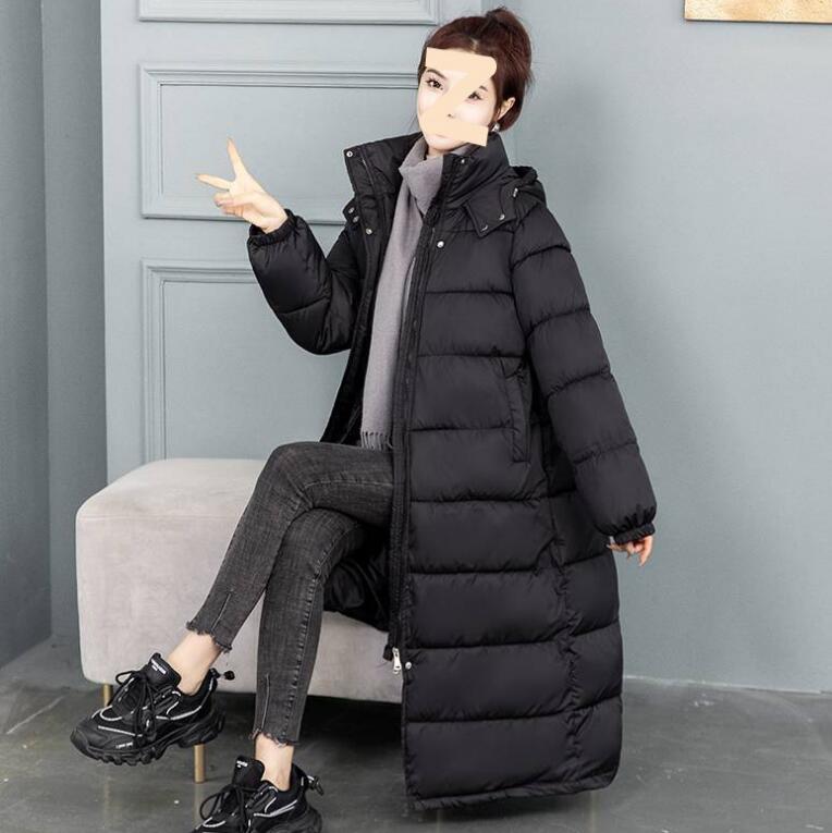 中綿ジャケット 女性用 ロング丈 レディース ダウンコート 厚手 中綿コート 韓国風 フード付き ブルゾン ダウンジャケット 黒 アウター 大人 あったか コート 体型カバー 着痩せ 綿入り 通勤 O
