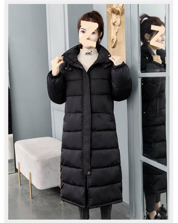 中綿ジャケット 女性用 ロング丈 レディース ダウンコート 厚手 中綿コート 韓国風 フード付き ブルゾン ダウンジャケット 黒 アウター 大人 あったか コート 体型カバー 着痩せ 綿入り 通勤 O