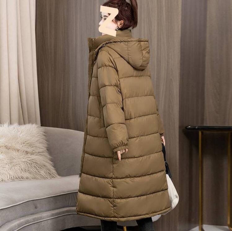 中綿ジャケット 女性用 ロング丈 レディース ダウンコート 厚手 中綿コート 韓国風 フード付き ブルゾン ダウンジャケット 黒 アウター 大人 あったか コート 体型カバー 着痩せ 綿入り 通勤 O