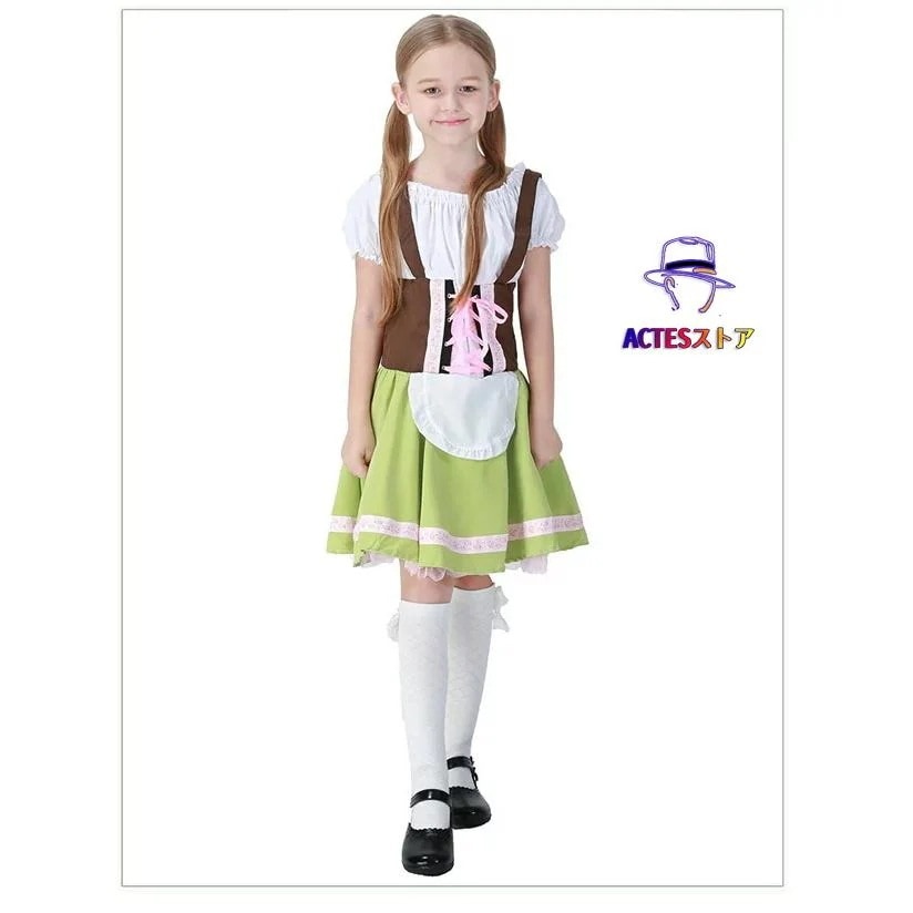 コスプレ メイド コスム ドレス　ハロウィン 衣装 子供 キャラクター 女の子 ジュニア かわいい 可愛い ハロウィン衣装 子供用 ウエスタン　コスプレ衣装