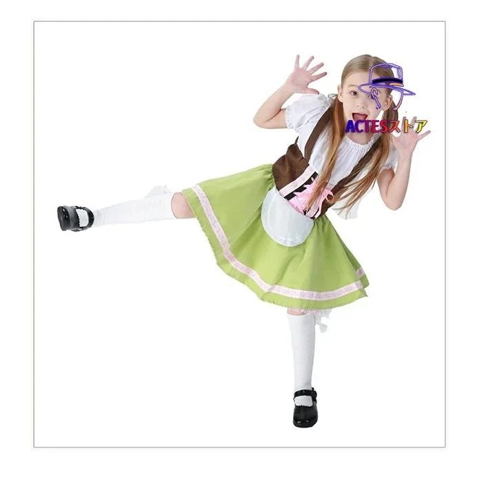コスプレ メイド コスム ドレス　ハロウィン 衣装 子供 キャラクター 女の子 ジュニア かわいい 可愛い ハロウィン衣装 子供用 ウエスタン　コスプレ衣装
