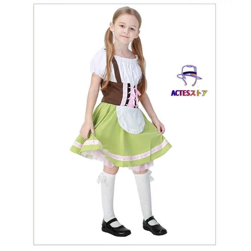 コスプレ メイド コスム ドレス　ハロウィン 衣装 子供 キャラクター 女の子 ジュニア かわいい 可愛い ハロウィン衣装 子供用 ウエスタン　コスプレ衣装